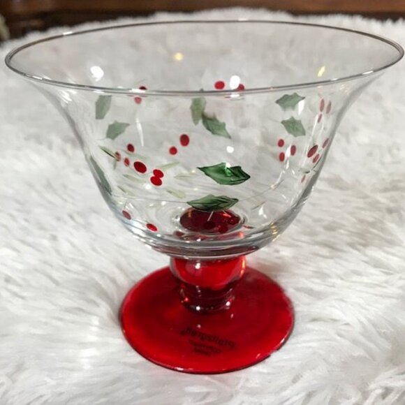 Pfaltzgraff Set of 3 Winterberry Glass Pedestal Dessert Bowls - Picture 4 of 13